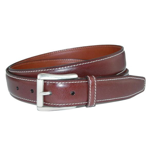 CrookhornDavis Men's Ciga Calfskin Leather Casual Belt with Contrast Stitch - Picture 1 of 2